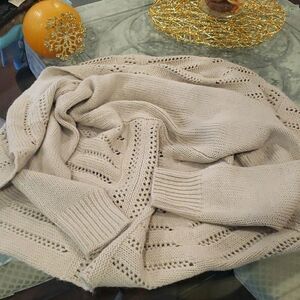 Women's Wool  angora blend chunky knot beige sweater large